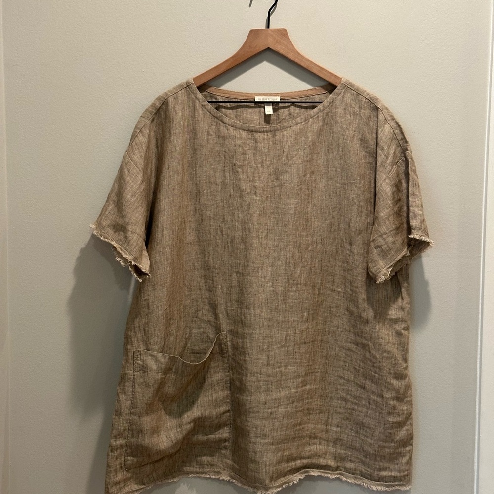 Eileen Fisher organic linen tunic top size large
